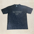 black shirt with motivational text on front