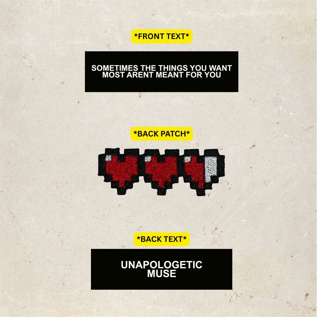 Pixelated heart design with text