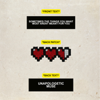 Pixelated heart design with text