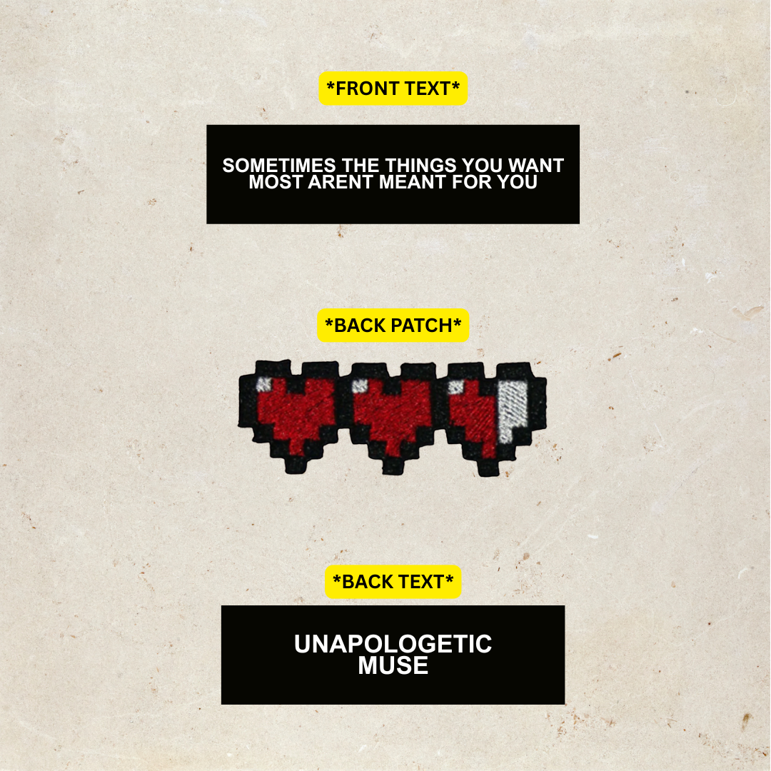 Pixelated heart design with text
